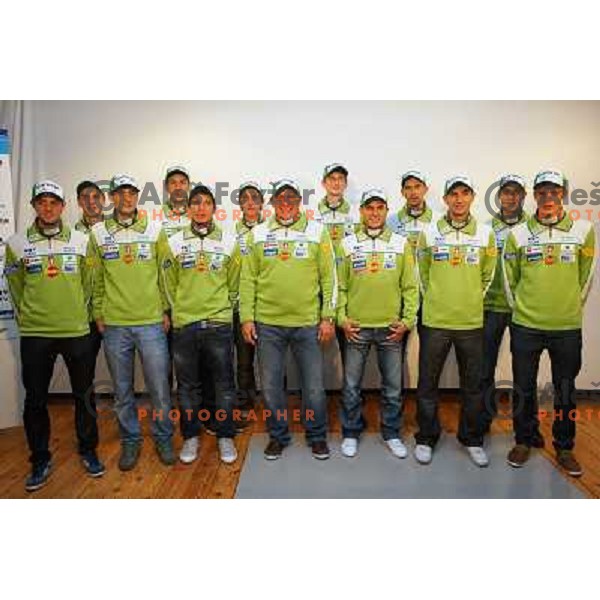 Slovenia Ski Jumping team for Nordic World Cup season 2013/2014 at official presentation in Dvor Jezersek, Cerklje na Gorenjskem on October 10, 2013 