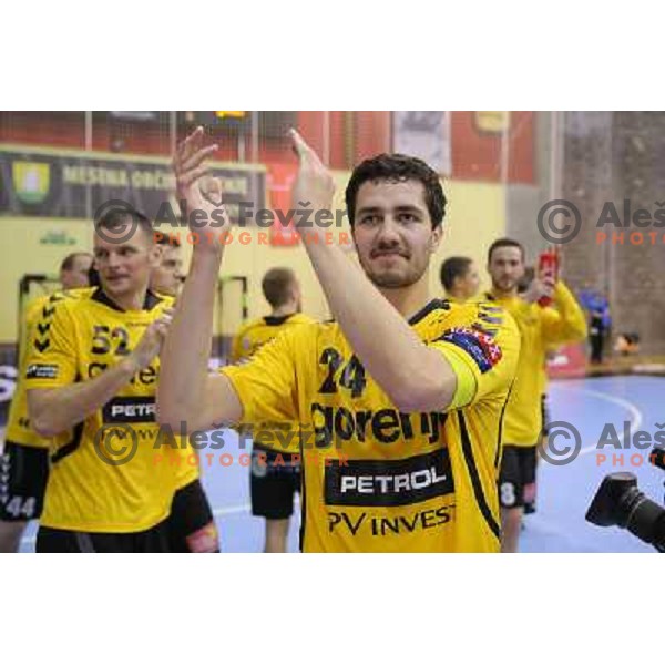 Mario Sostaric of Gorenje Velenje in action during EHF Champions league handball match between Gorenje Velenje ( SLO) and La Rioja (ESP) in Red hall, Velenje, Slovenia on november 23,2013 