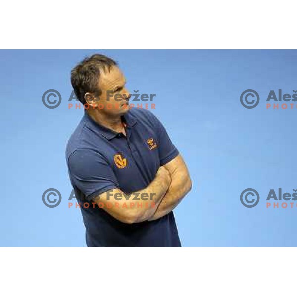 Ivo Vajdl, head coach of Gorenje Velenje in action during EHF Champions league handball match between Gorenje Velenje ( SLO) and La Rioja (ESP) in Red hall, Velenje, Slovenia on november 23,2013 