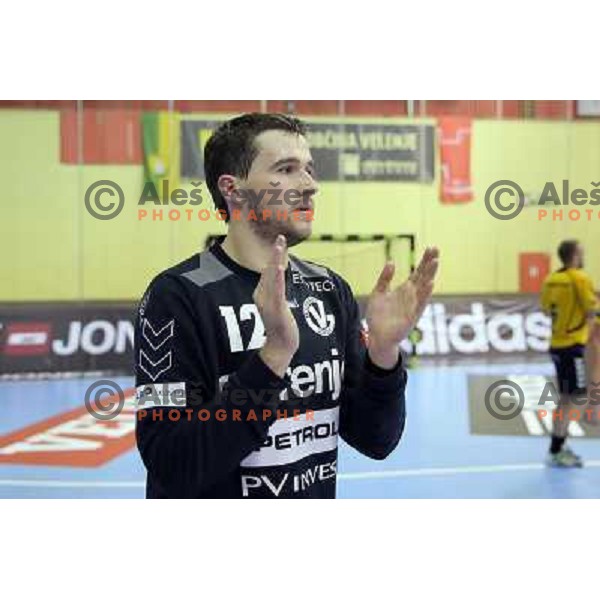 Benjamin Buric of Gorenje Velenje in action during EHF Champions league handball match between Gorenje Velenje ( SLO) and La Rioja (ESP) in Red hall, Velenje, Slovenia on november 23,2013 