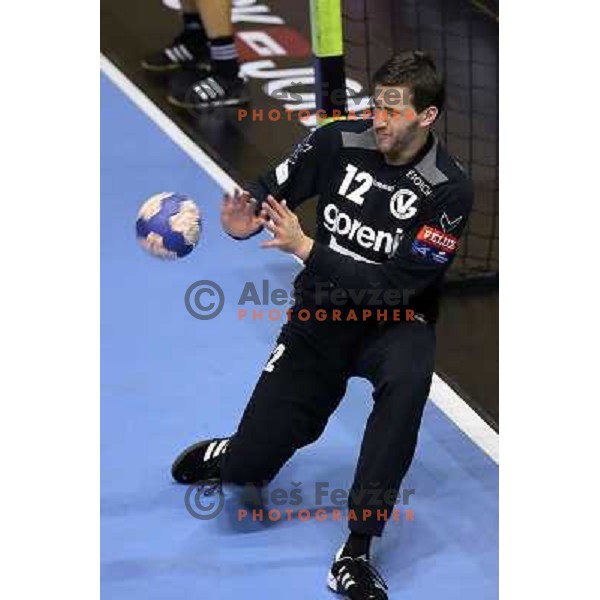 Benjamin Buric of Gorenje Velenje in action during EHF Champions league handball match between Gorenje Velenje ( SLO) and La Rioja (ESP) in Red hall, Velenje, Slovenia on november 23,2013 