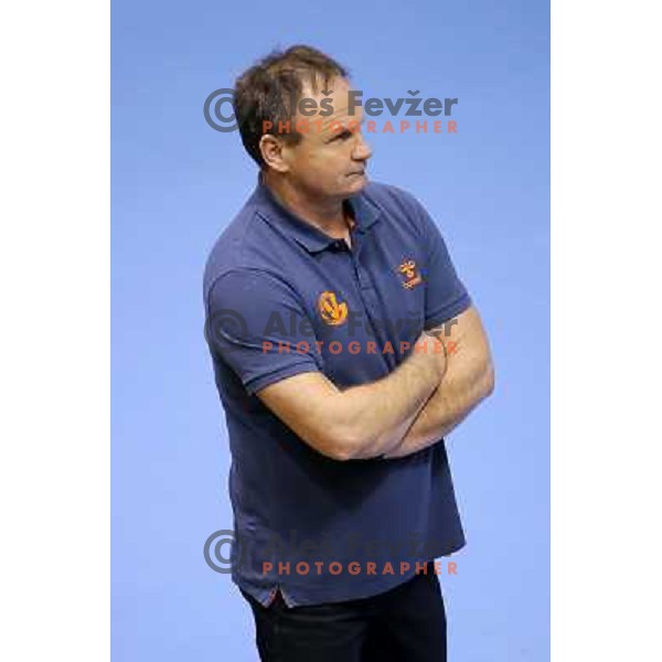 Ivo Vajdl, head coach of Gorenje Velenje in action during EHF Champions league handball match between Gorenje Velenje ( SLO) and La Rioja (ESP) in Red hall, Velenje, Slovenia on november 23,2013 