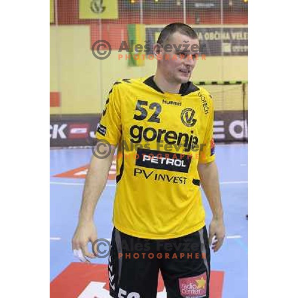 Marko Ostir of Gorenje Velenje in action during EHF Champions league handball match between Gorenje Velenje ( SLO) and La Rioja (ESP) in Red hall, Velenje, Slovenia on november 23,2013 