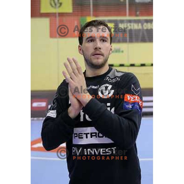Benjamin Buric of Gorenje Velenje in action during EHF Champions league handball match between Gorenje Velenje ( SLO) and La Rioja (ESP) in Red hall, Velenje, Slovenia on november 23,2013 