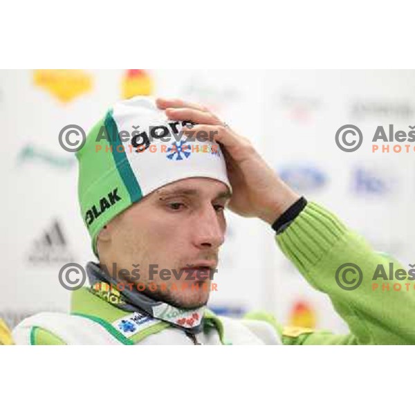 Robi Kranjec of Slovenia Ski Jumping team during press conference in Ljubljana on November 25, 2013 
