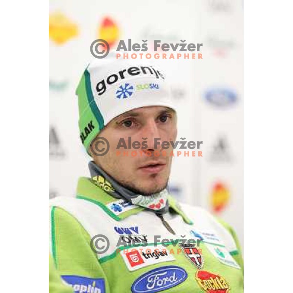 Robi Kranjec of Slovenia Ski Jumping team during press conference in Ljubljana on November 25, 2013 