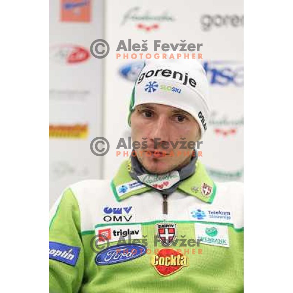 Robi Kranjec of Slovenia Ski Jumping team during press conference in Ljubljana on November 25, 2013 