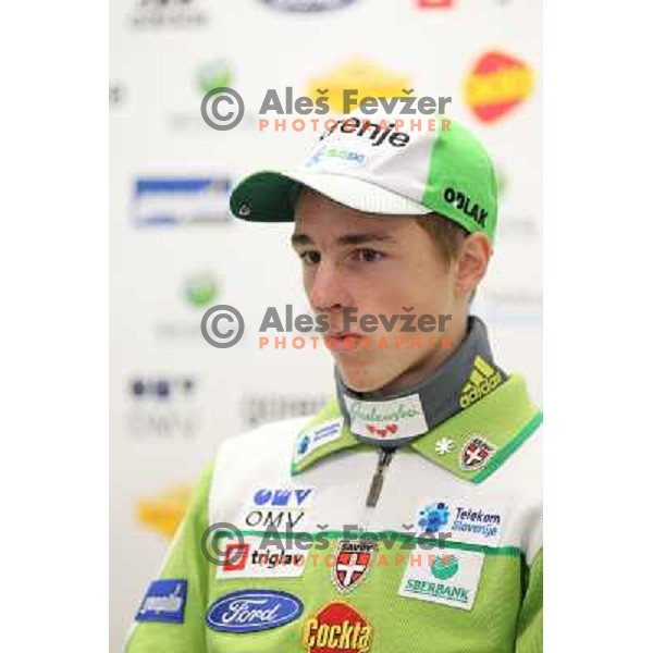 Jaka Hvala of Slovenia Ski Jumping team during press conference in Ljubljana on November 25, 2013 