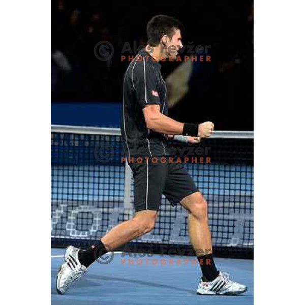 Novak Djokovic of Serbia, winner of ATP finals tennis tournament in O2 Arena, London, Great Britain on November 11, 2013 