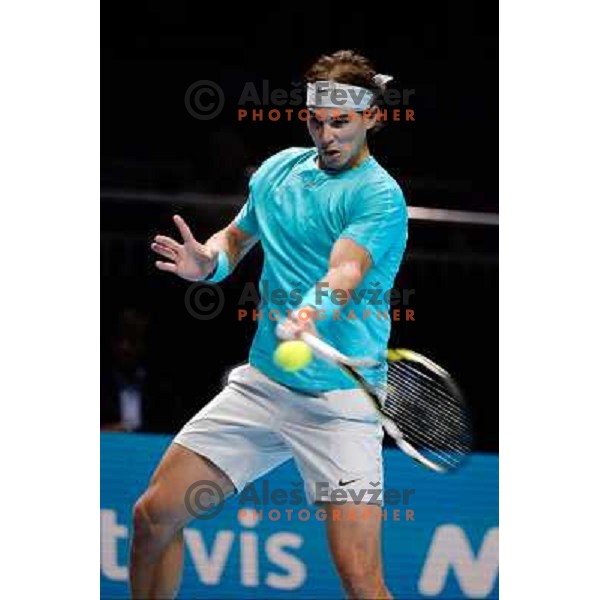 Rafael Nadal of Spain, runner-up of ATP finals tennis tournament in O2 Arena, London, Great Britain on November 11, 2013 