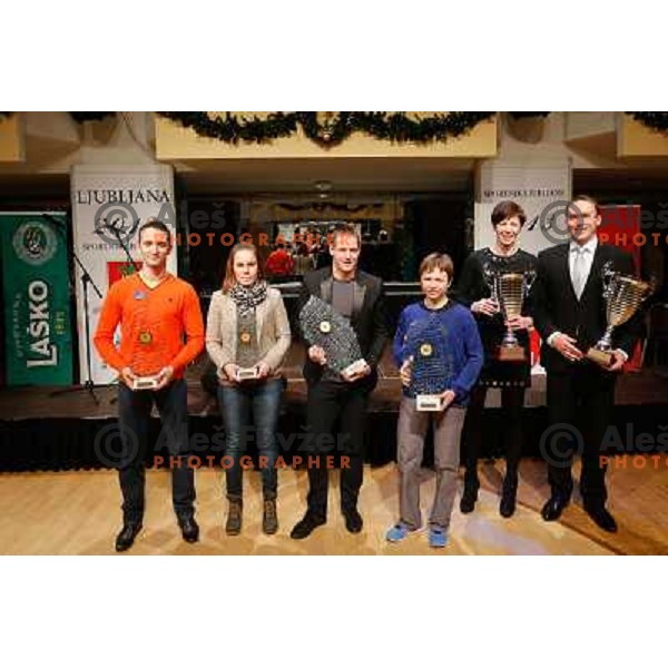 Best sportsmans and sportswomen of city of Ljubljana 2013 during official presentation in Festivalna hall, Ljubljana, Slovenia on December 11 2013 