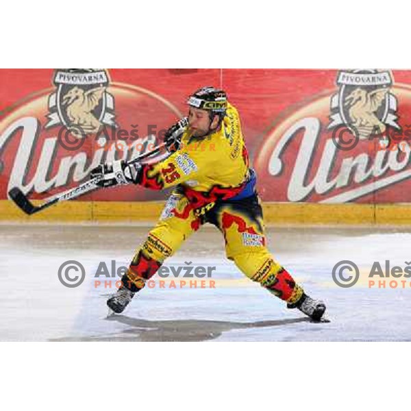 Samo Kumar at fifth game ZM Olimpija- BR Slavija in Slovenian Ice-Hockey National Finals. ZM Olimpija won after shot-out, won the series 4:1 and became Slovenian Champion