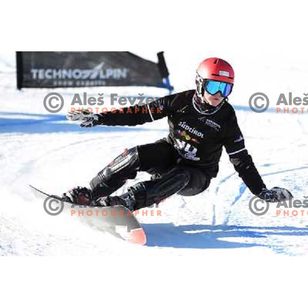 Gloria Kotnik of Slovenia in action during Snowboard World Cup giant slalom race in Carezza, Italy on December 14, 2013 