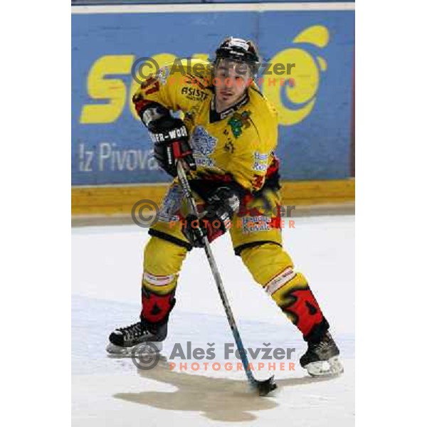 Marko Cesnjak at fifth game ZM Olimpija- BR Slavija in Slovenian Ice-Hockey National Finals. ZM Olimpija won after shot-out, won the series 4:1 and became Slovenian Champion