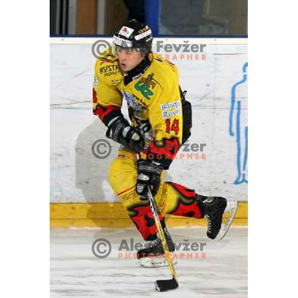 Dejan Kontrec at fifth game ZM Olimpija- BR Slavija in Slovenian Ice-Hockey National Finals. ZM Olimpija won after shot-out, won the series 4:1 and became Slovenian Champion