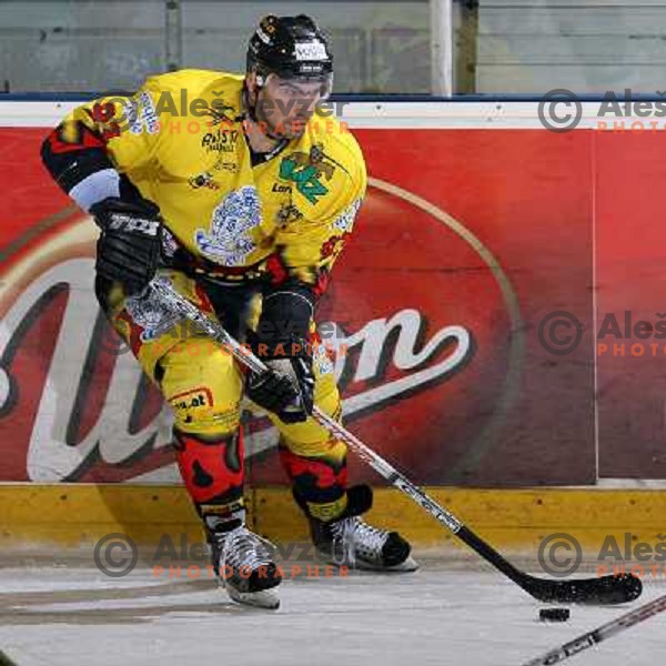 Luka Zagar at fifth game ZM Olimpija- BR Slavija in Slovenian Ice-Hockey National Finals. ZM Olimpija won after shot-out, won the series 4:1 and became Slovenian Champion