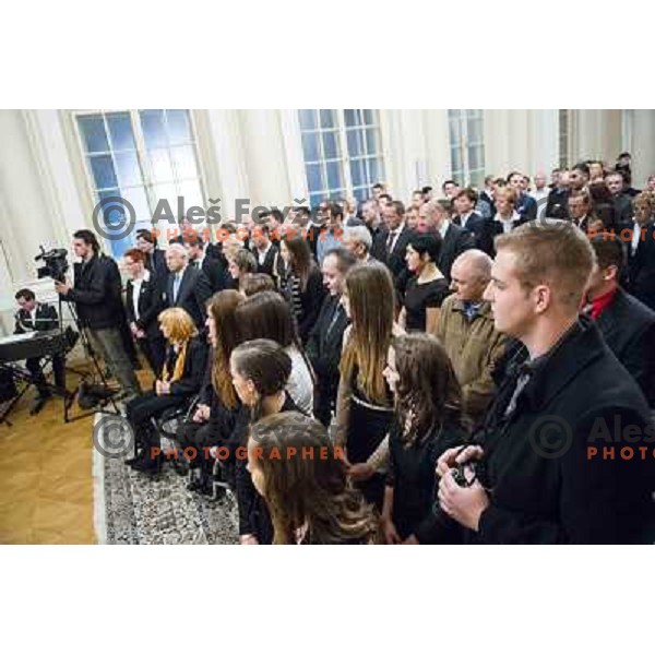 Reception for Slovenian sportsmen by the President of Slovenia Borut Pahor, Ljubljana, 19.12.2013 