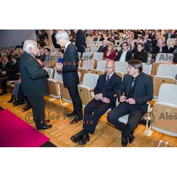 Milan Kucan, Jernej Pikalo, Miro Cerar at the presentation of the Sportsman of the year 2013,Cankar Hall, Ljubljana, 19.12.2013 