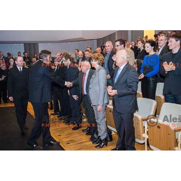 Joze Zidar, Borut Pahor, Milan Kucan, Janez Kocjancic at the presentation of the Sportsman of the year 2013,Cankar Hall, Ljubljana, 19.12.2013 