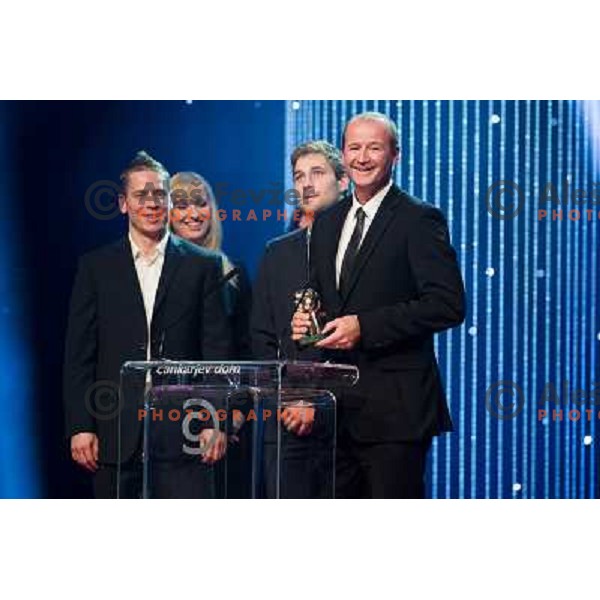 Ana Lukner, Andreja Dugolin , Ales Music, Nik Zupancic, Robert Kristan at the presentation of the Sportsman of the year 2013,Cankar Hall, Ljubljana, 19.12.2013 