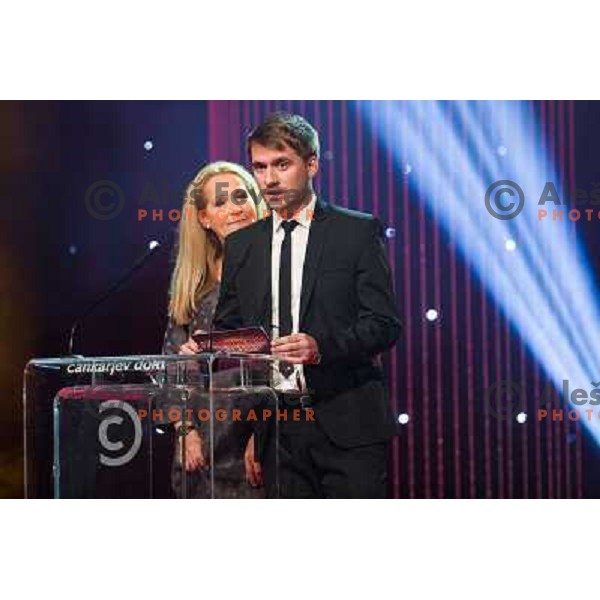 Olga Kacijan , Rok Bicek at the presentation of the Sportsman of the year 2013,Cankar Hall, Ljubljana, 19.12.2013 