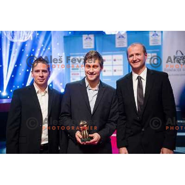Ales Music, Robert Kristan, Nik Zupancic at the presentation of the Sportsman of the year 2013,Cankar Hall, Ljubljana, 19.12.2013 