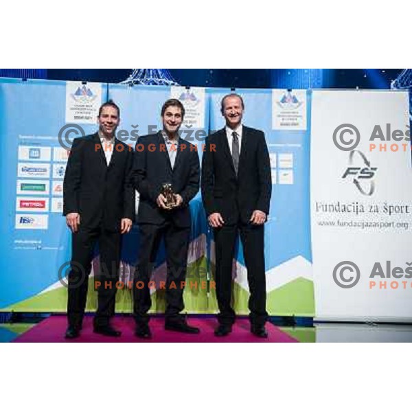Ales Music, Robert Kristan, Nik Zupancic at the presentation of the Sportsman of the year 2013,Cankar Hall, Ljubljana, 19.12.2013 