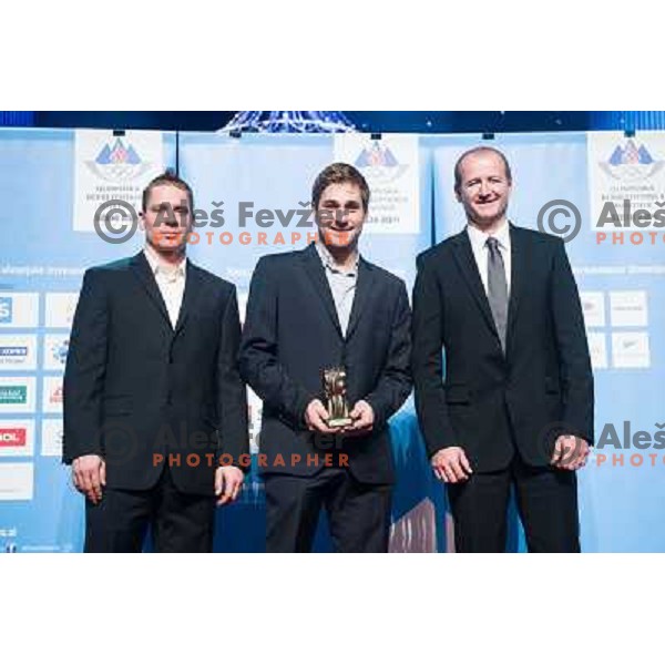 Ales Music, Robert Kristan, Nik Zupancic at the presentation of the Sportsman of the year 2013,Cankar Hall, Ljubljana, 19.12.2013 