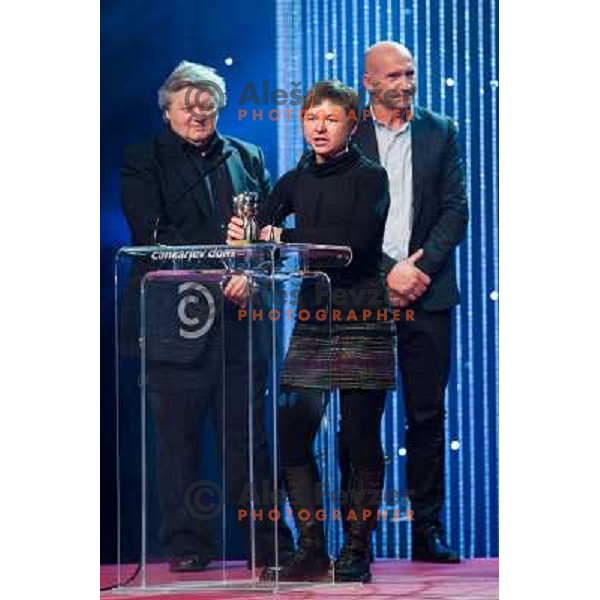Andrej Kuhar,Tanja Zakelj, Ales Kristancic at the presentation of the Sportsman of the year 2013,Cankar Hall, Ljubljana, 19.12.2013 