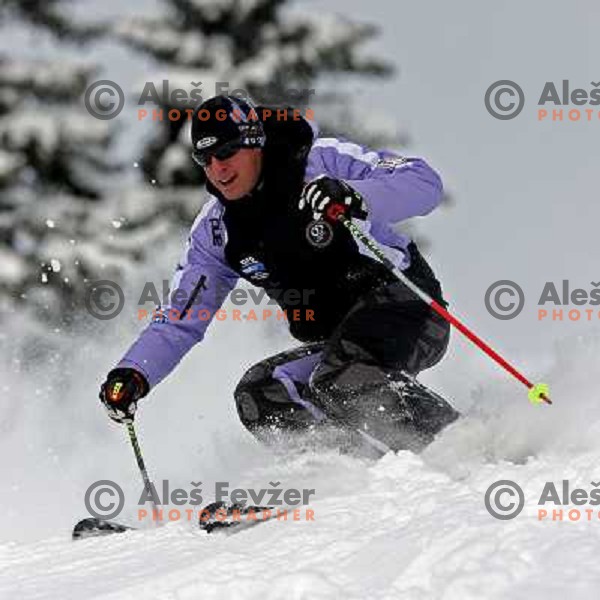 Skiing in fresh powder at Krvavec Ski Resort, Slovenia. Photo by Ales Fevzer