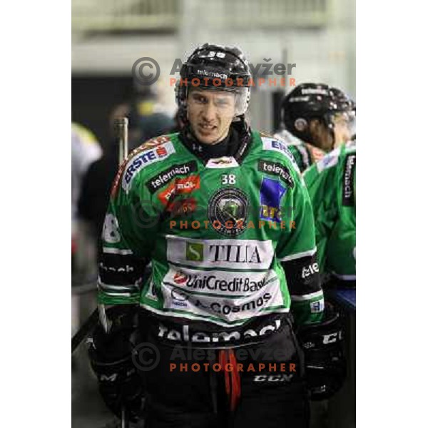 Ziga Grahut of Telemach Olimpija in action during EBEL league ice-hockey match Telemach Olimpija-Dornbirn in Hala Tivoli, Ljubljana, Slovenia on January 3,2014 