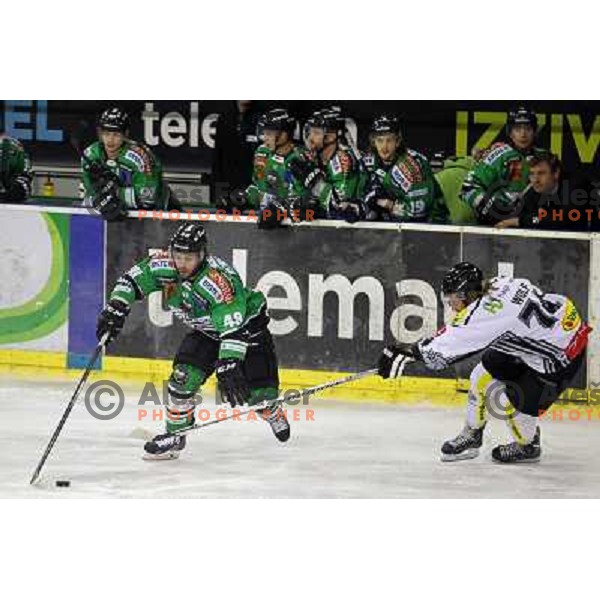 of Telemach Olimpija in action during EBEL league ice-hockey match Telemach Olimpija-Dornbirn in Hala Tivoli, Ljubljana, Slovenia on January 3,2014 