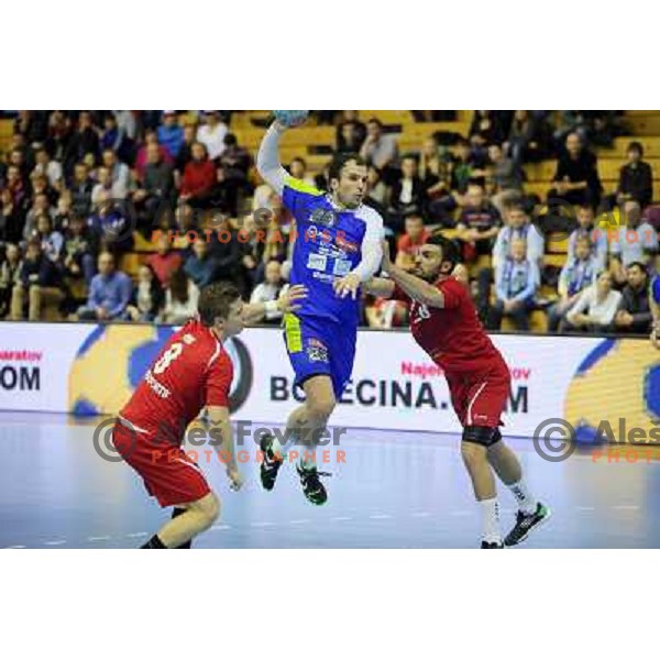 Uros Zorman of Slovenia in action during handball match Slovenia-Luxemburg in qualification for World Championships Qatar 2015, played in Red Hall, Velenje on January 5,2013 