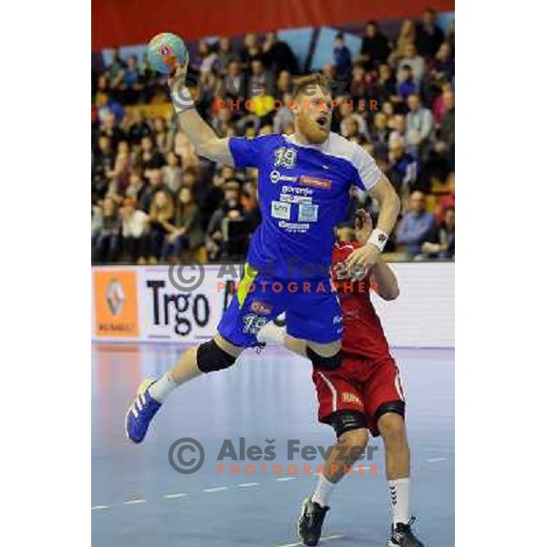 Miha Zvizej of Slovenia in action during handball match Slovenia-Luxemburg in qualification for World Championships Qatar 2015, played in Red Hall, Velenje on January 5,2013 