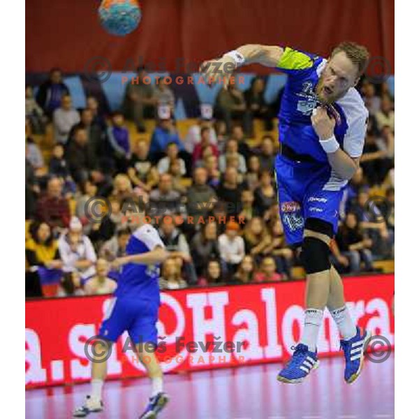 Miha Zvizej of Slovenia in action during handball match Slovenia-Luxemburg in qualification for World Championships Qatar 2015, played in Red Hall, Velenje on January 5,2013 