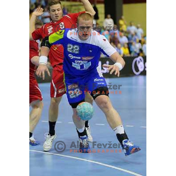 Matej Gaber of Slovenia in action during handball match Slovenia-Luxemburg in qualification for World Championships Qatar 2015, played in Red Hall, Velenje on January 5,2013 