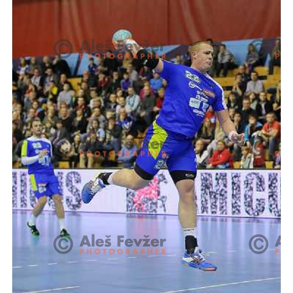 Matej Gaber of Slovenia in action during handball match Slovenia-Luxemburg in qualification for World Championships Qatar 2015, played in Red Hall, Velenje on January 5,2013 