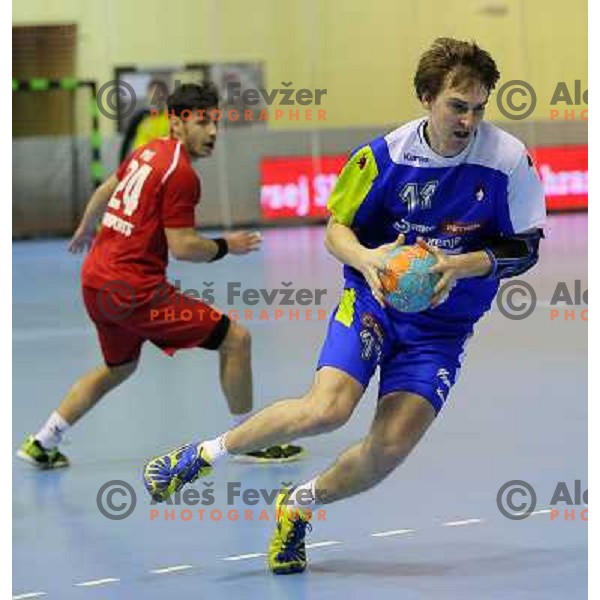 Sebastjan Skube of Slovenia in action during handball match Slovenia-Luxemburg in qualification for World Championships Qatar 2015, played in Red Hall, Velenje on January 5,2013 