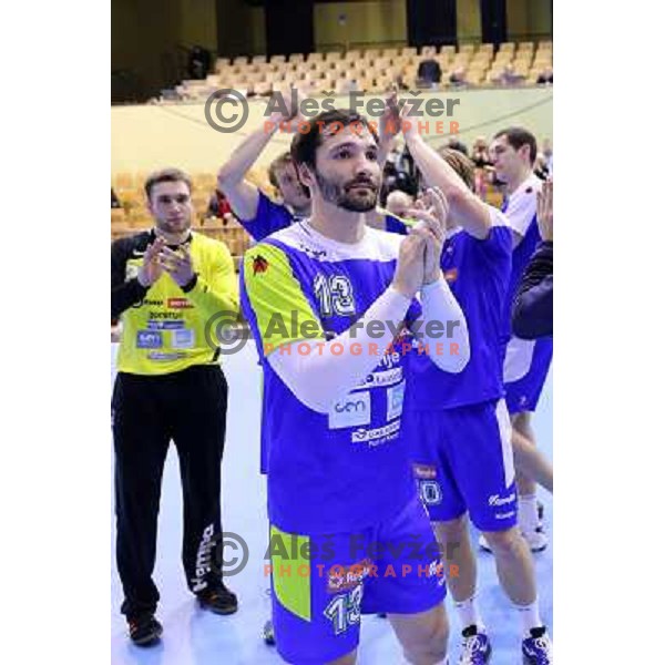 David Spiler of Slovenia in action during handball match Slovenia-Luxemburg in qualification for World Championships Qatar 2015, played in Red Hall, Velenje on January 5,2013 