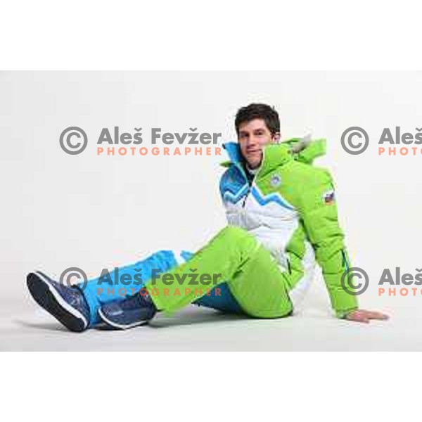 Zan Kranjec at Official presentation of Slovenia Olympic team for Sochi 2014 Winter Olympic games during photo shooting in Ljubljana, Slovenia on January 22, 2014