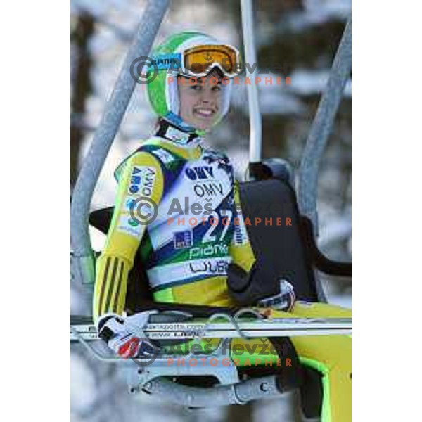Ursa Bogataj of Slovenia during FIS Ski Jumping World Cup Ladies event on Normal hill in Planica, Slovenia on January 25,2014