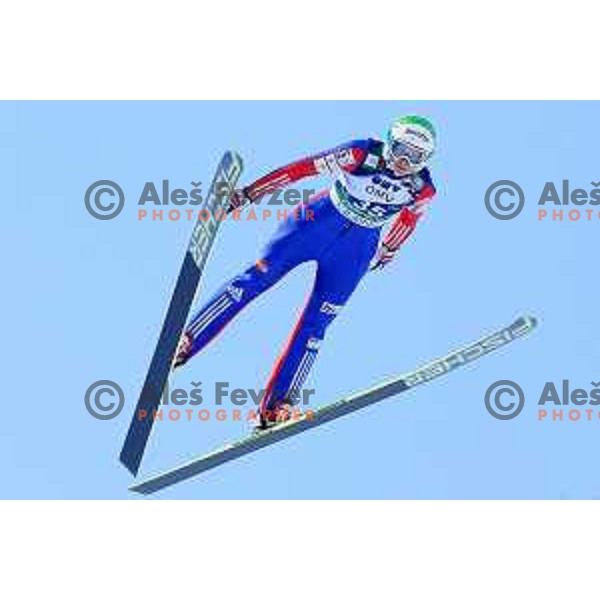 Eva Logar of Slovenia during FIS Ski Jumping World Cup Ladies event on Normal hill in Planica, Slovenia on January 25,2014