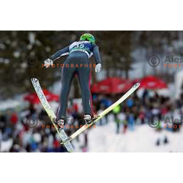 Eva Logar of Slovenia during FIS Ski Jumping World Cup Ladies event on Normal hill in Planica, Slovenia on January 25,2014