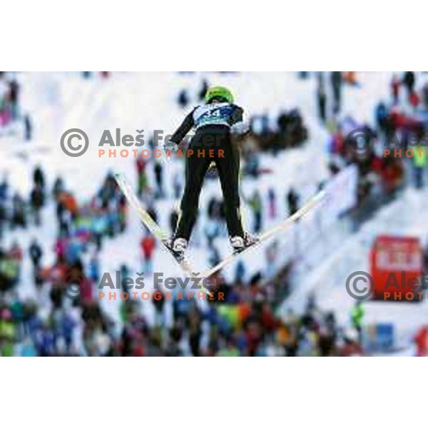 Katja Pozun of Slovenia during FIS Ski Jumping World Cup Ladies event on Normal hill in Planica, Slovenia on January 25,2014