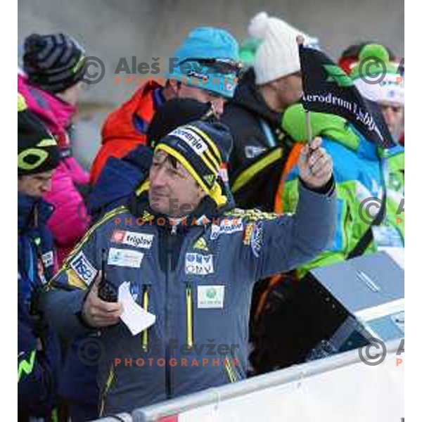 Joze Bercic, head coach of Slovenia during FIS Ski Jumping World Cup Ladies event on Normal hill in Planica, Slovenia on January 25,2014