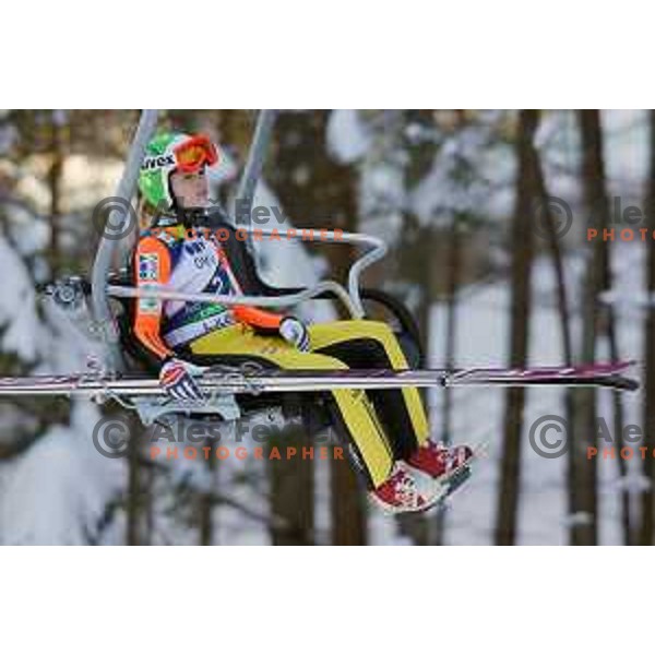Anja Javorsek of Slovenia during FIS Ski Jumping World Cup Ladies event on Normal hill in Planica, Slovenia on January 25,2014