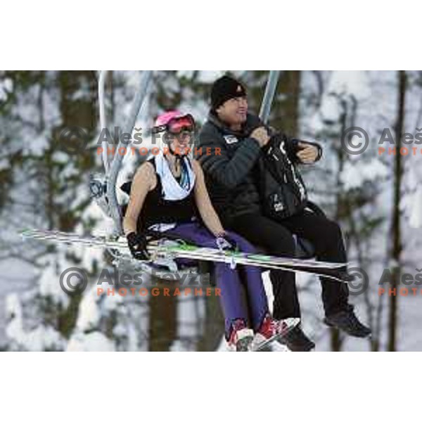 Jasmine Sepandj (CAN) during FIS Ski Jumping World Cup Ladies event on Normal hill in Planica, Slovenia on January 25,2014