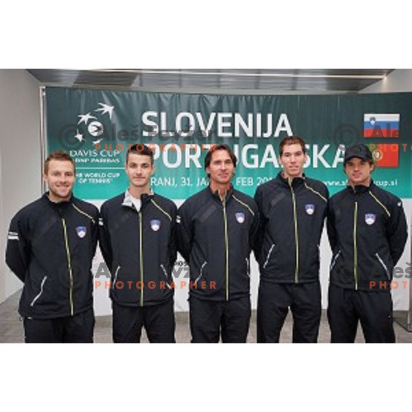 Slovenia Davis Cup team during press conference before match against Portugal in Ljubljana on January 28, 2014