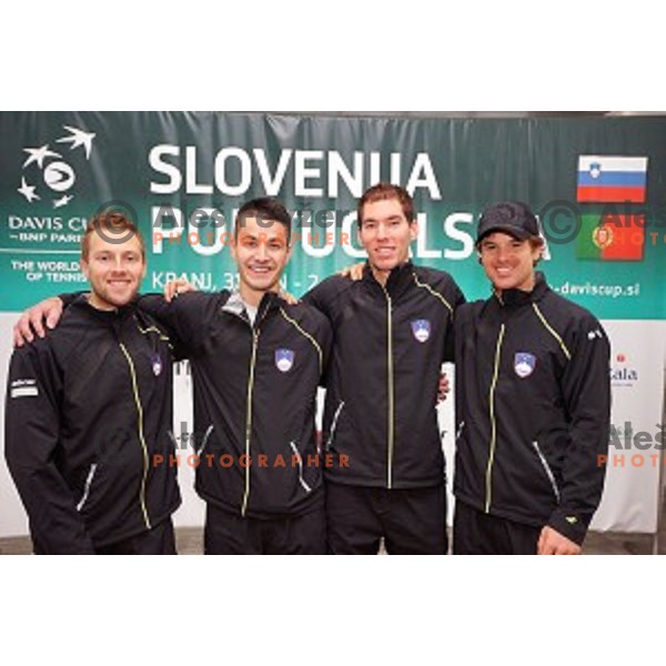 Slovenia Davis Cup team during press conference before match against Portugal in Ljubljana on January 28, 2014