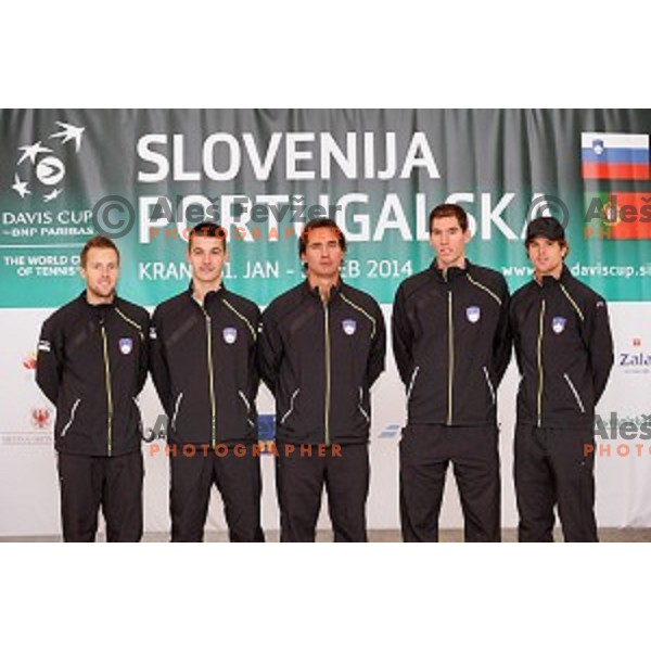 Slovenia Davis Cup team during press conference before match against Portugal in Ljubljana on January 28, 2014